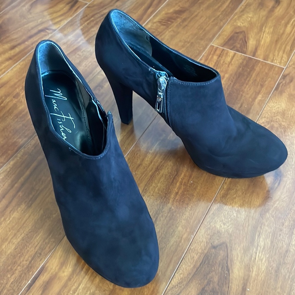 Marc Fisher - Black Faux Suede - High Heel Ankle Booties - Size 8 1/2